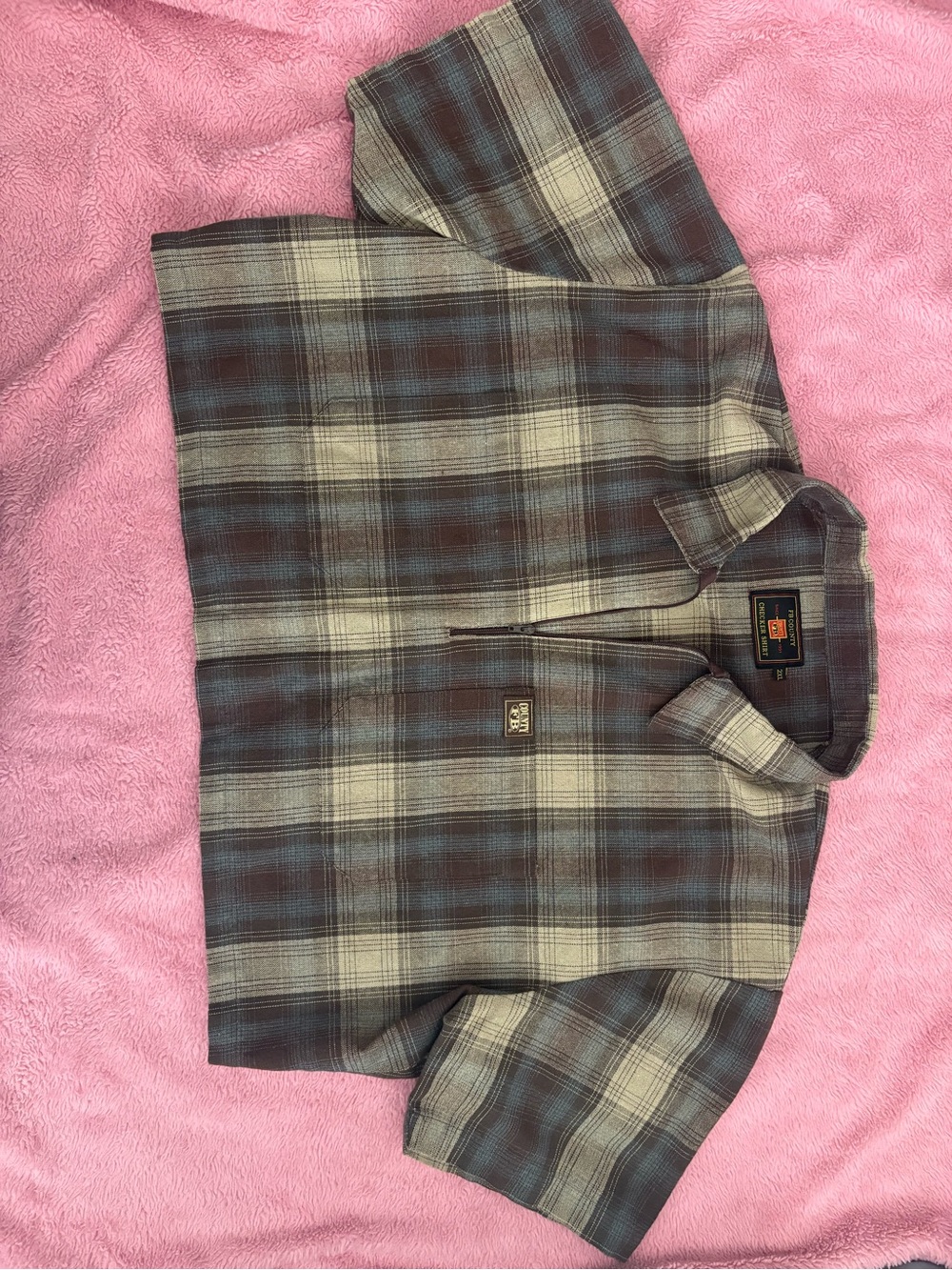 Plaid Crop Top - Blue & Cream Short Sleeve